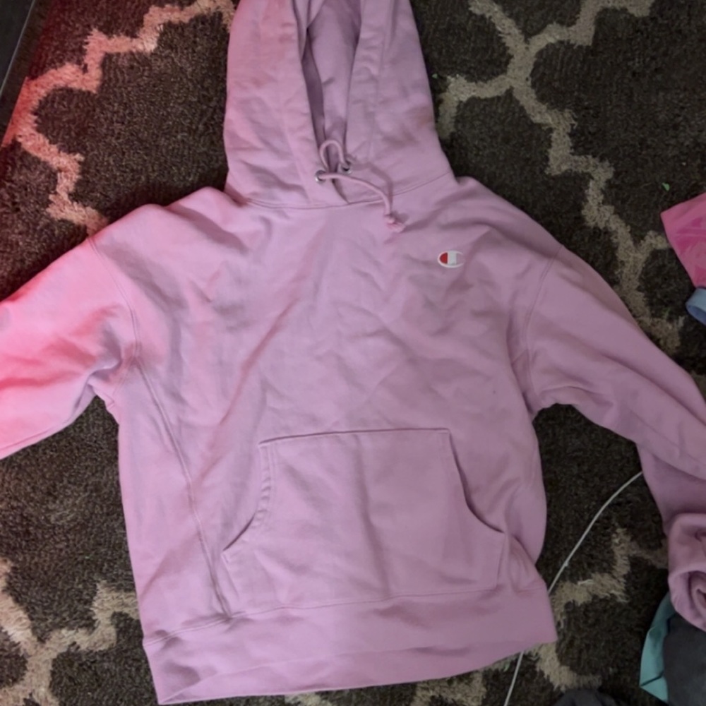 large pink champion hoodie
